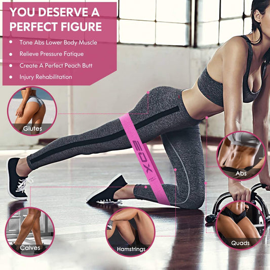 Non-Slip Fabric Resistance Loop Bands for Leg and Glute Training, 5 Resistance Levels (Pink)