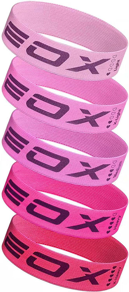 Non-Slip Fabric Resistance Loop Bands for Leg and Glute Training, 5 Resistance Levels (Pink)